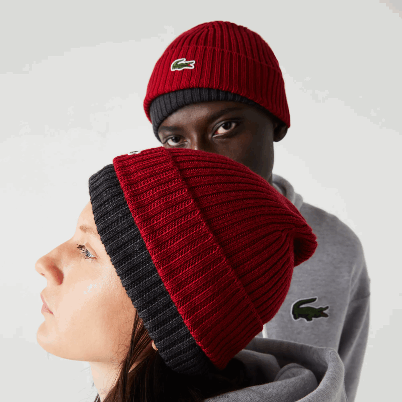 moški Lacoste bordo 476 rebrasta volnena kapa P20DL2275