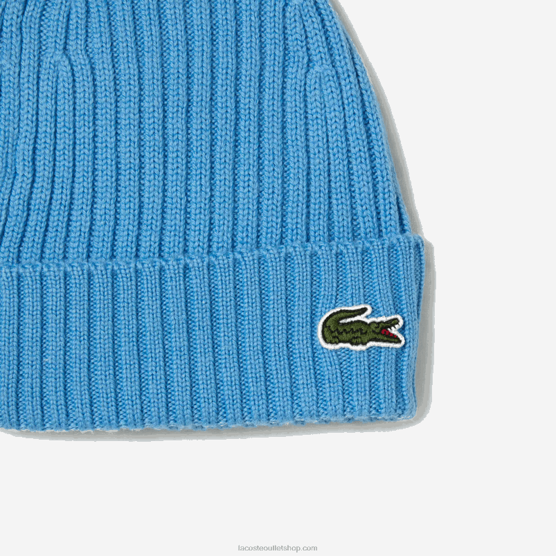 moški Lacoste modra 4xa rebrasta volnena kapa P20DL2272