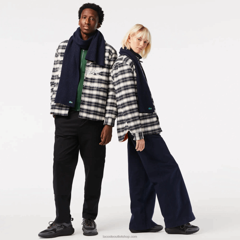 moški Lacoste mornarsko modra 7cg pikčast volnen šal P20DL2302