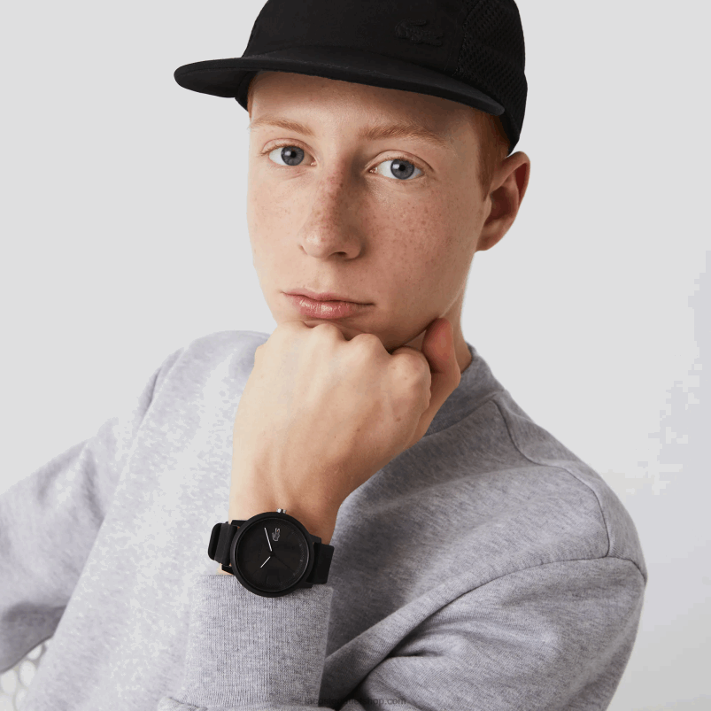 moški Lacoste črna 000 Ura s črnim silikonskim paščkom 12.12 P20DL2191