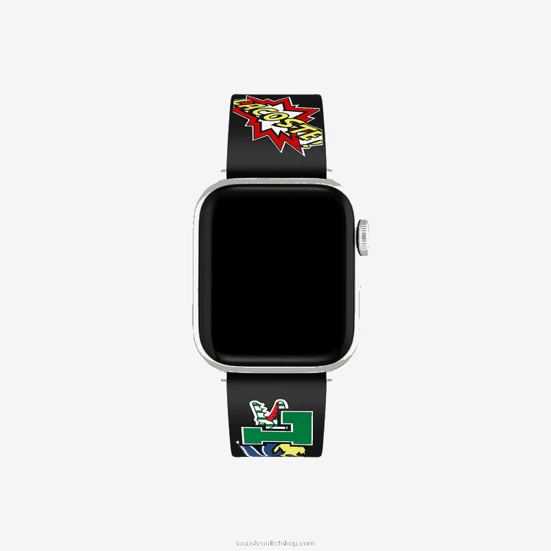 moški Lacoste črna 000 silikonski stripovski pašček za uro apple P20DL2344