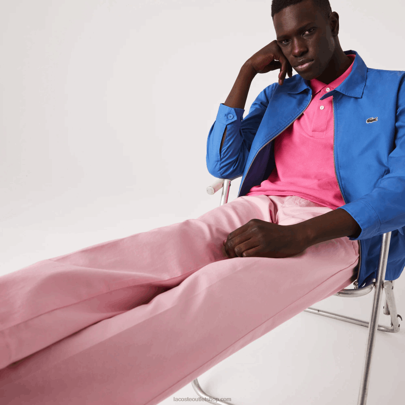 moški Lacoste roza 7sy ravni chinos hlače iz organskega bombaža v živo P20DL1635