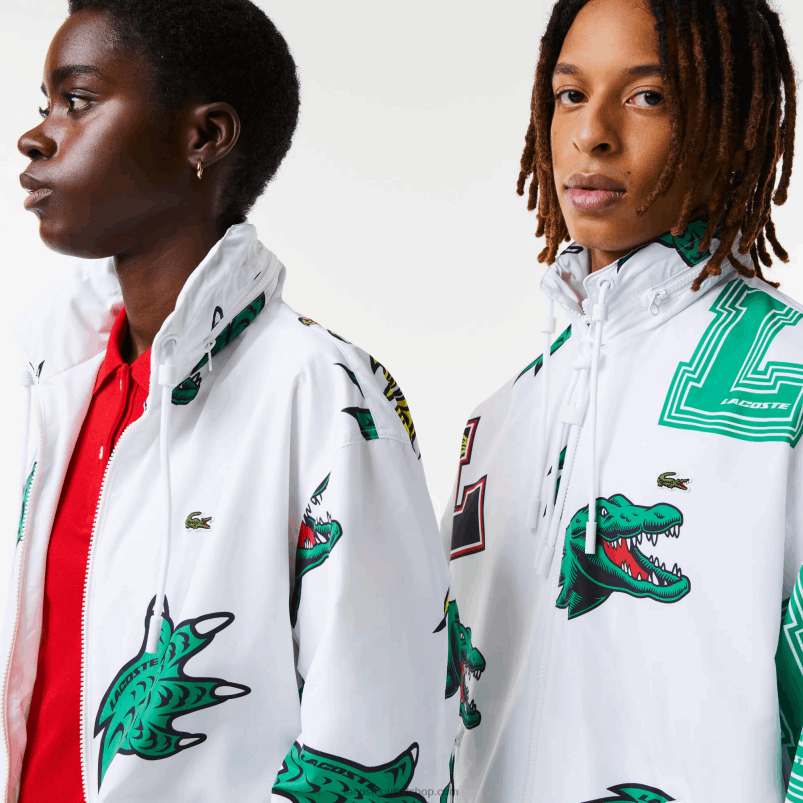 moški Lacoste bela sbh vodoodbojna jakna iz tafta P20DL1245