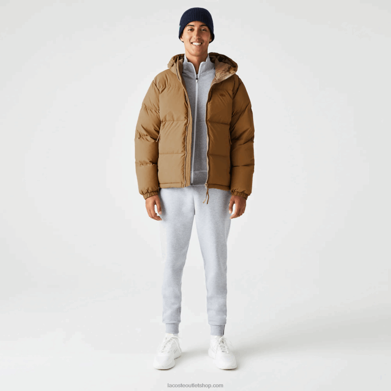 moški Lacoste rjava z0w prešita vodoodbojna jakna P20DL1231