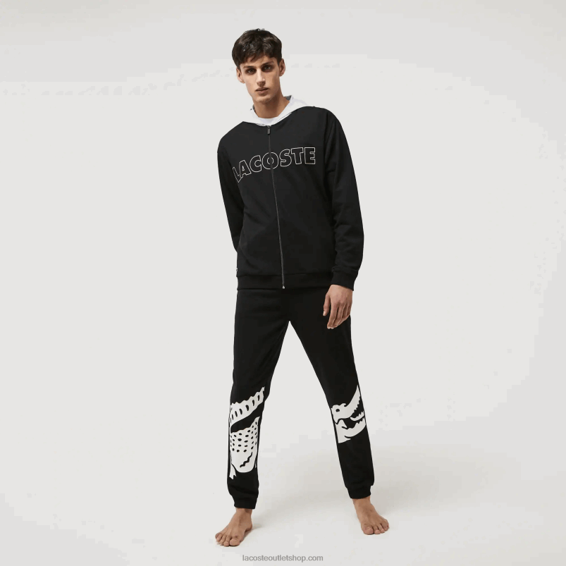 moški Lacoste črno siva chine snp notranji pulover iz bombažnega flisa z blagovno znamko P20DL1474