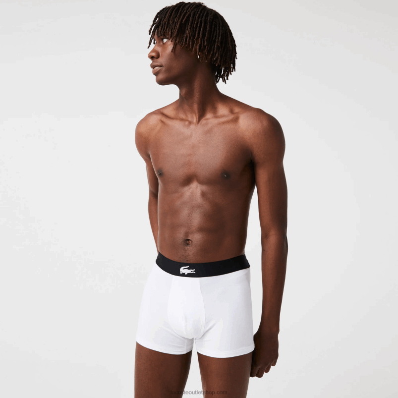 moški Lacoste črno siva kitajsko bela eqd prtljažnik iz raztegljivega bombaža 3 kom P20DL1431