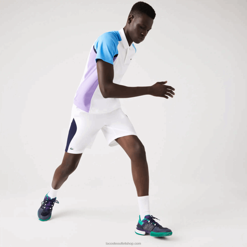 moški Lacoste bela mornarsko modra 522 športne brezšivne teniške kratke hlače regular fit P20DL1330