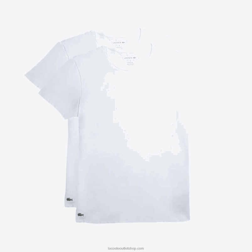 moški Lacoste bela 001 bombažna salonarska majica z okroglim izrezom 2 kom P20DL1542
