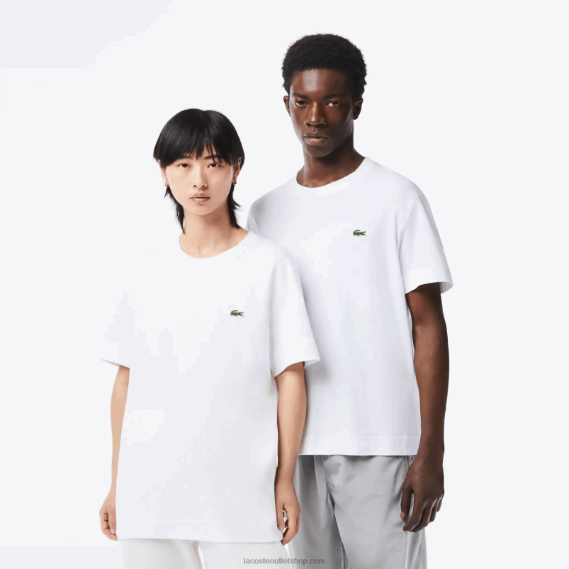 moški Lacoste bela 001 majica s kratkimi rokavi iz organskega bombaža z okroglim izrezom P20DL95