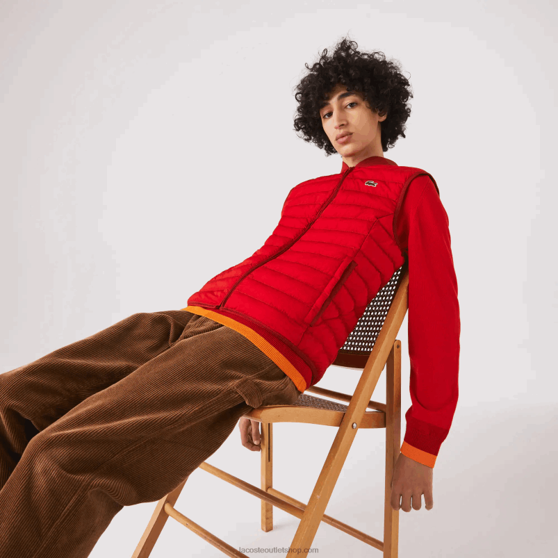 moški Lacoste rdeča 240 lahek zložljiv vodoodporen puhast plašč P20DL1288