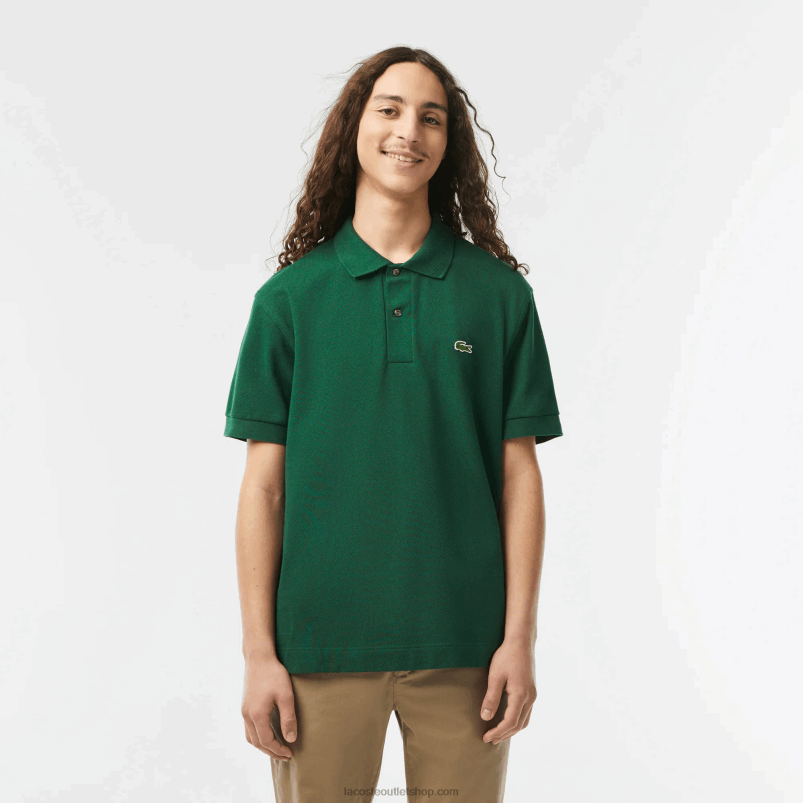 moški Lacoste zelena 132 originalna polo majica l.12.12 s težkim bombažem P20DL252
