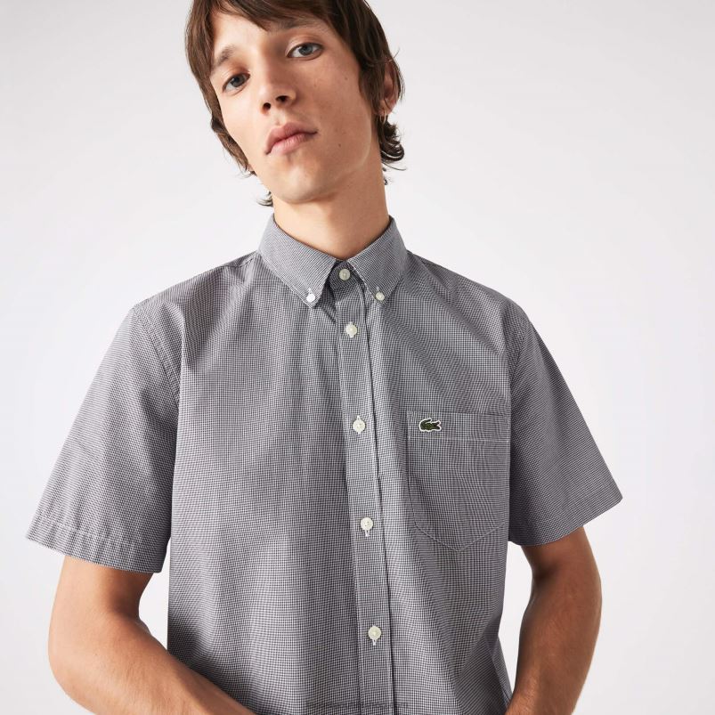 moški Lacoste bela mornarsko modra 522 navadna srajca v gingham karo P20DL1552