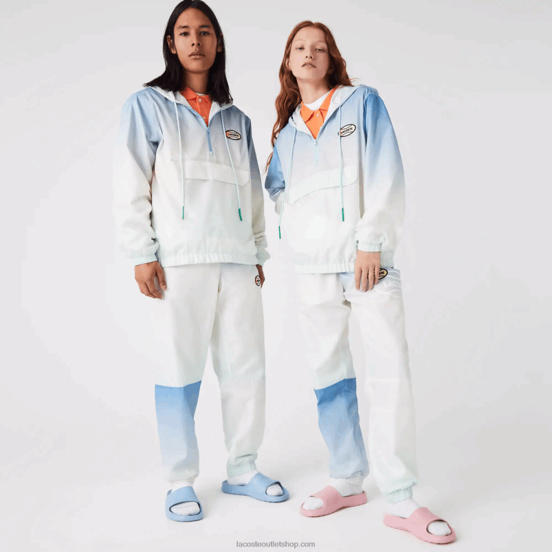 moški Lacoste modra bela turkizna 3ux live light pulover vetrovka P20DL1280