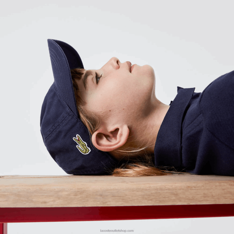 otroci Lacoste mornarsko modra 166 kapa iz masivnega gabardina P20DL2278