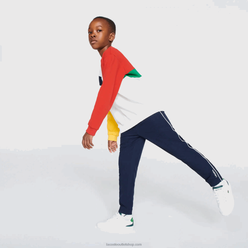 fantje Lacoste mornarsko modra bela 525 lahke športne trenirke s cevastimi rokavi P20DL3211