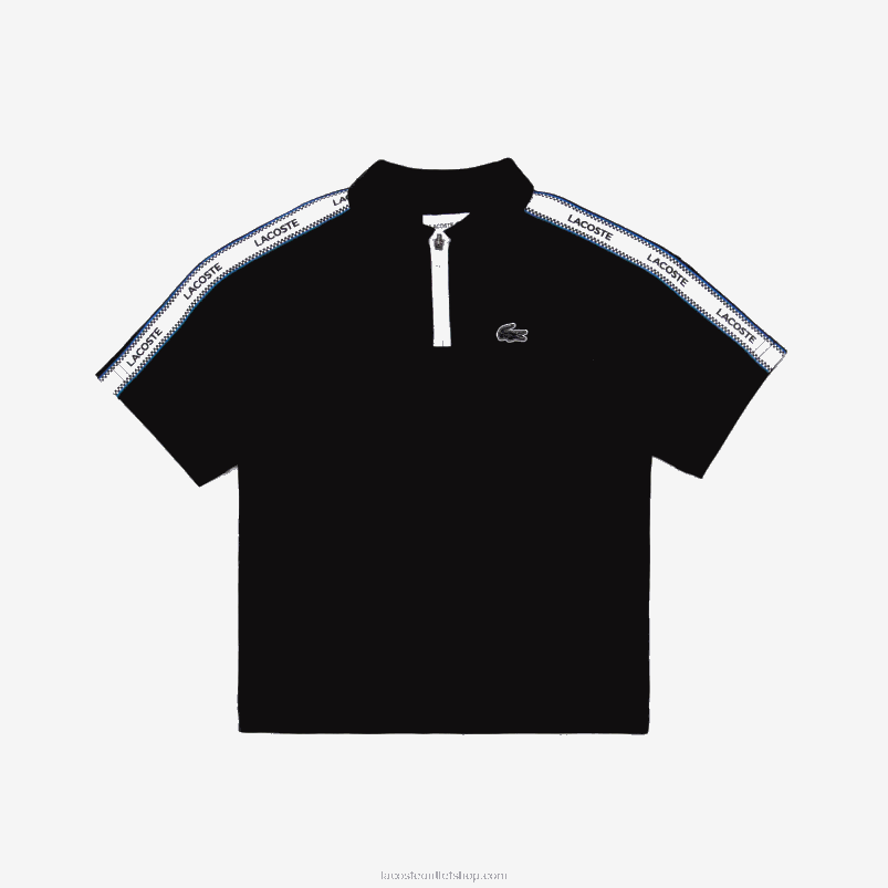 fantje Lacoste črna 031 polo majica z ovratnikom z zadrgo in potiskom P20DL2960