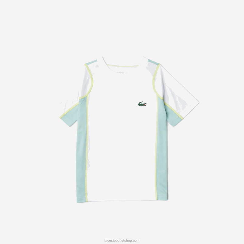 fantje Lacoste bela svetlo zelena rumena awc teniška majica s kratkimi rokavi colorblock P20DL3008