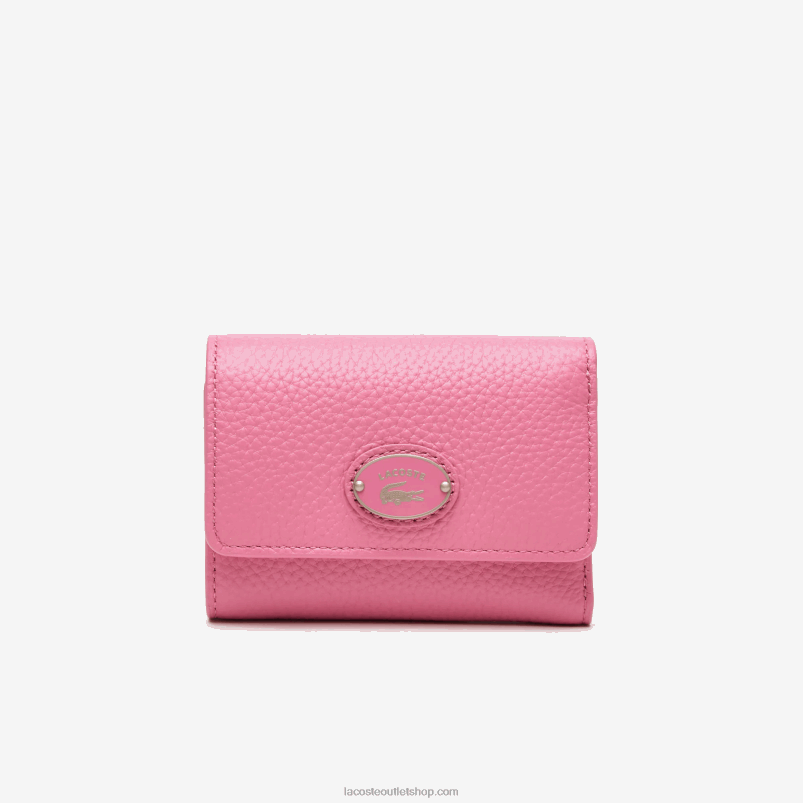 ženske Lacoste reseda l39 zgornja denarnica z zavihkom iz zrnatega usnja P20DL2807