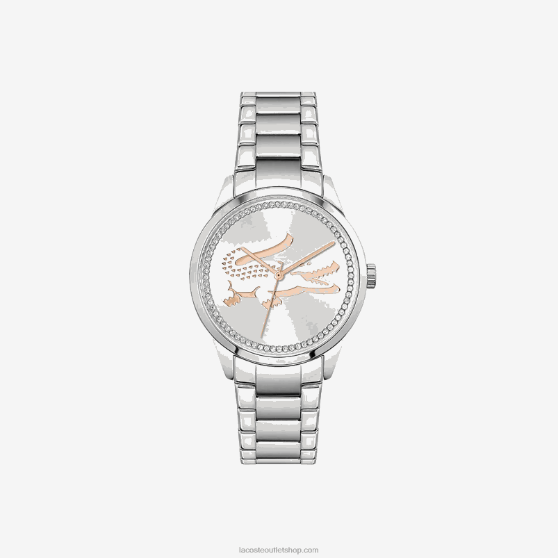 ženske Lacoste črna 000 ladycroc 3 kazalna ura - srebrna z zapestnico iz nerjavečega jekla P20DL2923