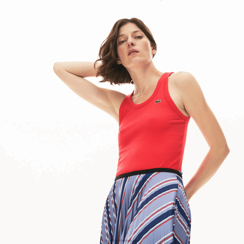 ženske Lacoste rdeča 4by majica z izrezom brez rokavov P20DL2586