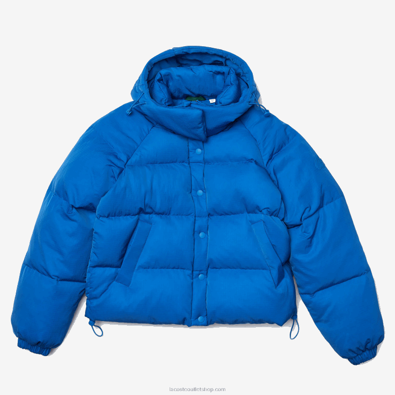 ženske Lacoste modra qpt live kratka prešita dežna jakna s snemljivo kapuco P20DL2632