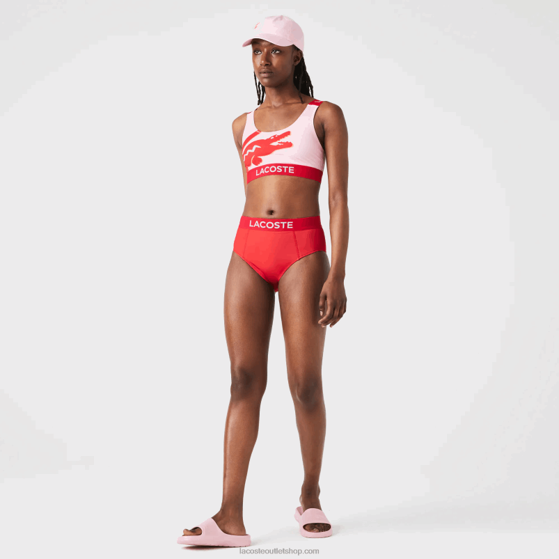 ženske Lacoste rdeča modra pwy spodnji del bikinija s potiskom P20DL2662