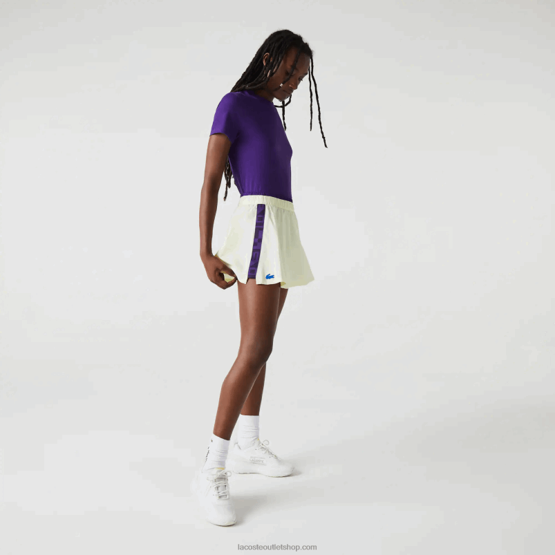 ženske Lacoste rumeno vijolična 4xk športno vgrajeno kratko teniško krilo P20DL2592
