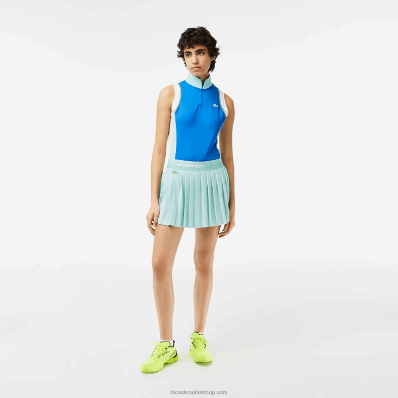 ženske Lacoste svetlo zelena rumena tid teniška plisirana krila z vgrajenimi kratkimi hlačami P20DL2389