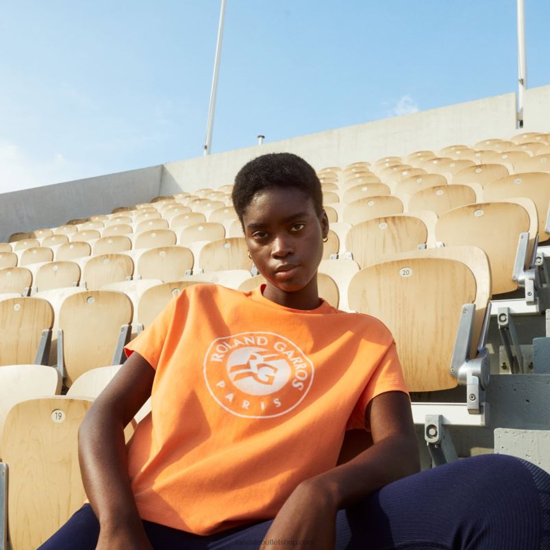 ženske Lacoste oranžno bela fnf športna majica s kratkimi rokavi roland garros P20DL2604