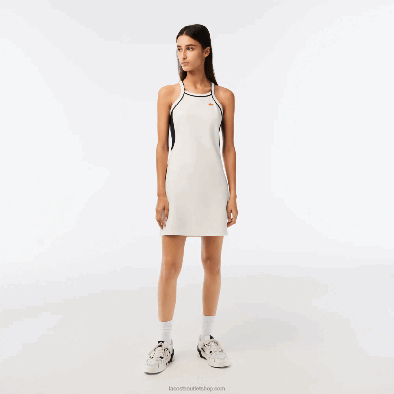ženske Lacoste bela 70v francoska teniška obleka iz organskega bombaža P20DL2380