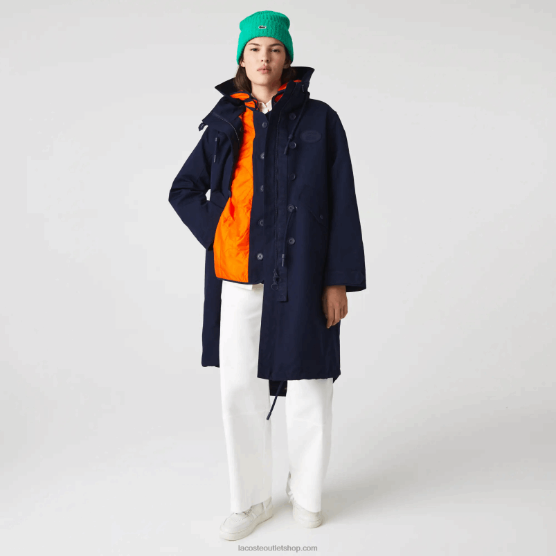 ženske Lacoste mornarsko modra oranžna pf1 vodoodbojna parka 3 v 1 P20DL2629