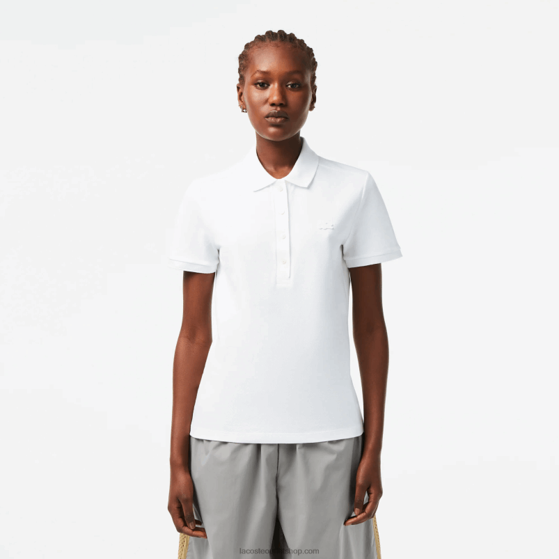 ženske Lacoste bela 001 polo majica slim fit iz raztegljivega bombaža P20DL2468