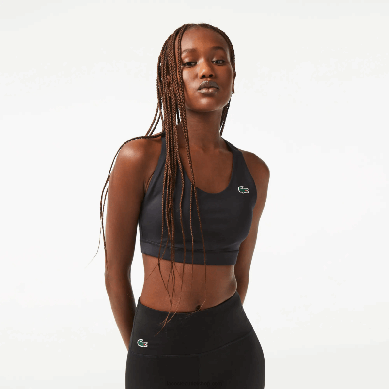 ženske Lacoste črna 8vm športni športni nedrček s križnimi naramnicami P20DL2449